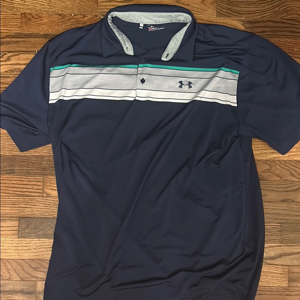 Under Armour Blue and Gray Polo Shirt with Athletic Cut